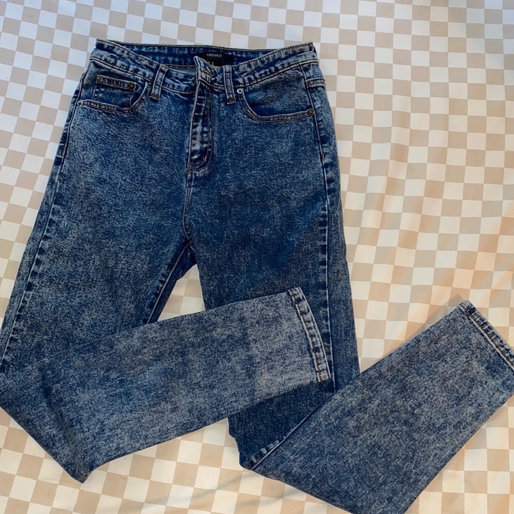 High rise acid wash jeans